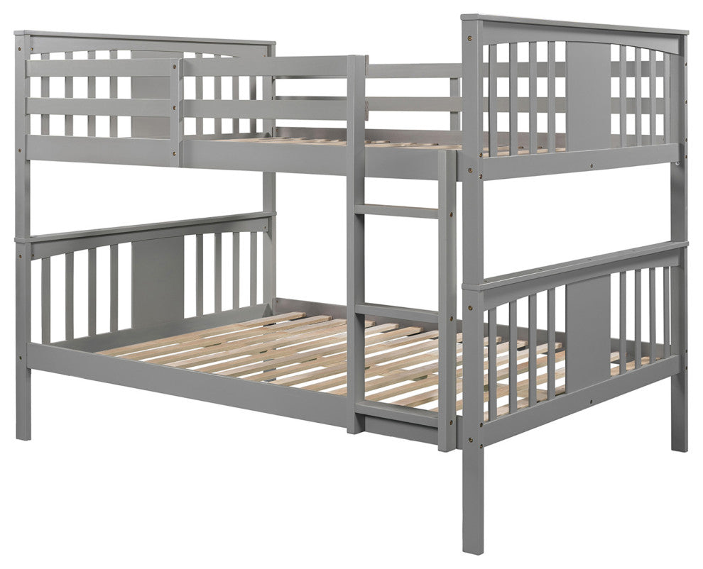 Gewnee Wood Full over Full Bunk Bed with Ladder in Gray
