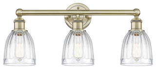 Brookfield 3-Light 24" Bath Vanity Light, Antique Brass Finish, Clear Shade