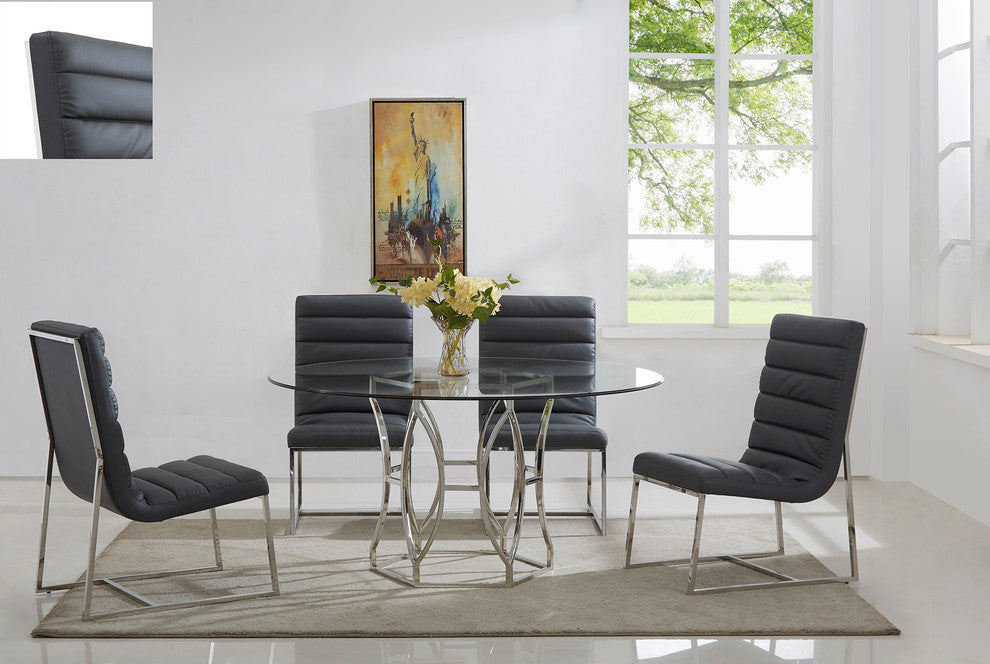Luna 60" Round Dining Table, Silver