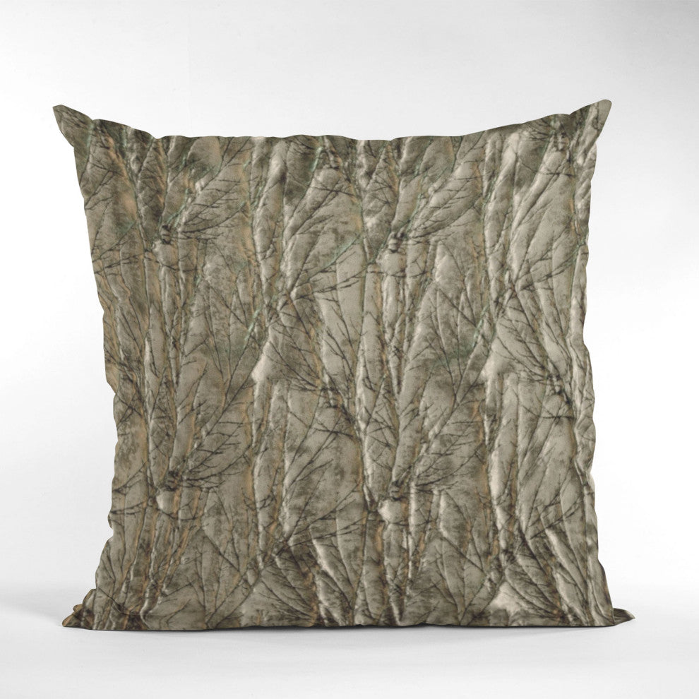 Gunmetal Yarns Shiny Fabric With Twig Pattern Luxury Throw Pillow, 22"x22"