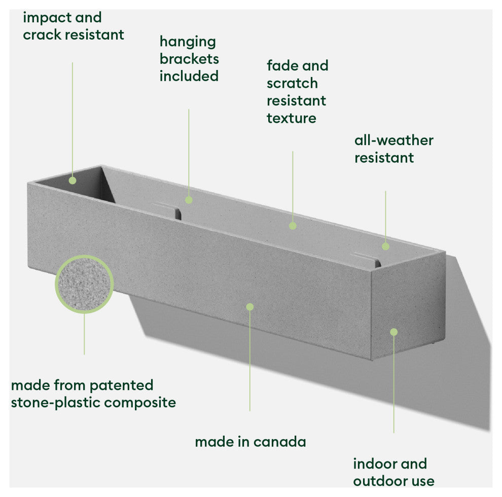 Veadek Geo Series Hanging Planter, Grey, 16", 1 Pack