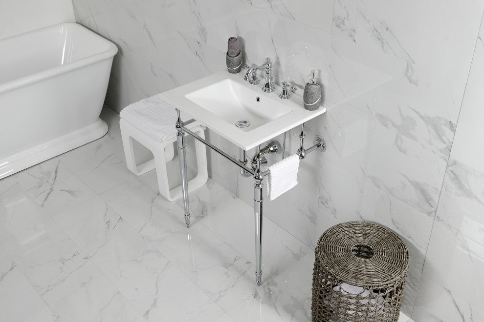 Fauceture KVPB24187W8CP 24" Console Sink, Legs, 8", 3 Hole