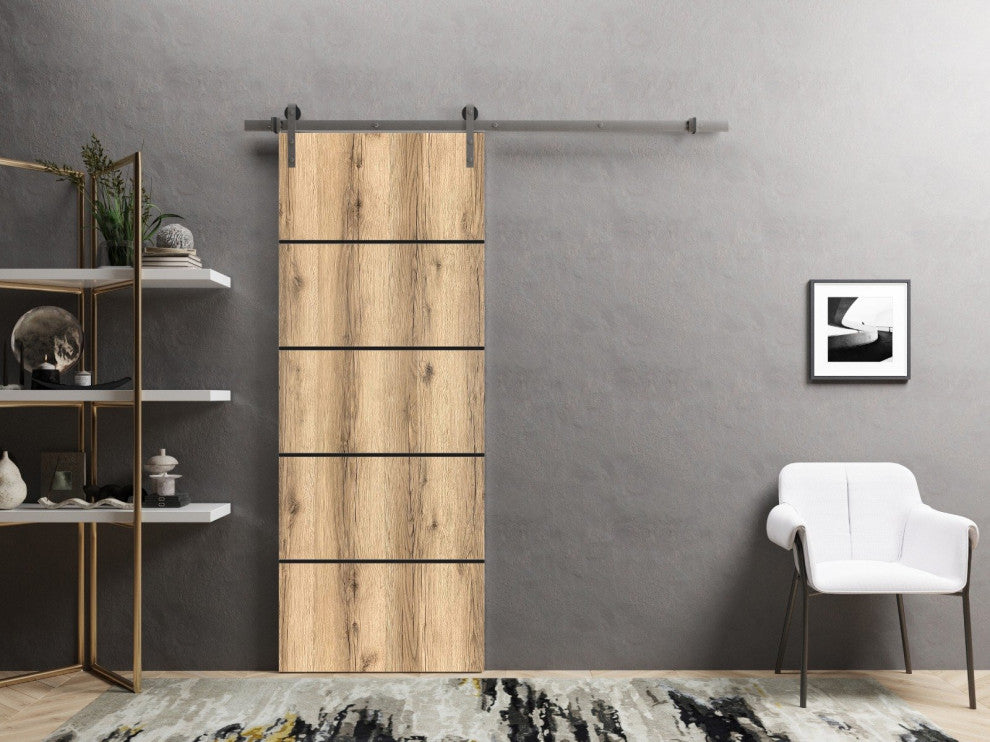 Sturdy Barn Door 42 x 96 | Planum 0015 Oak with  | 8FT
