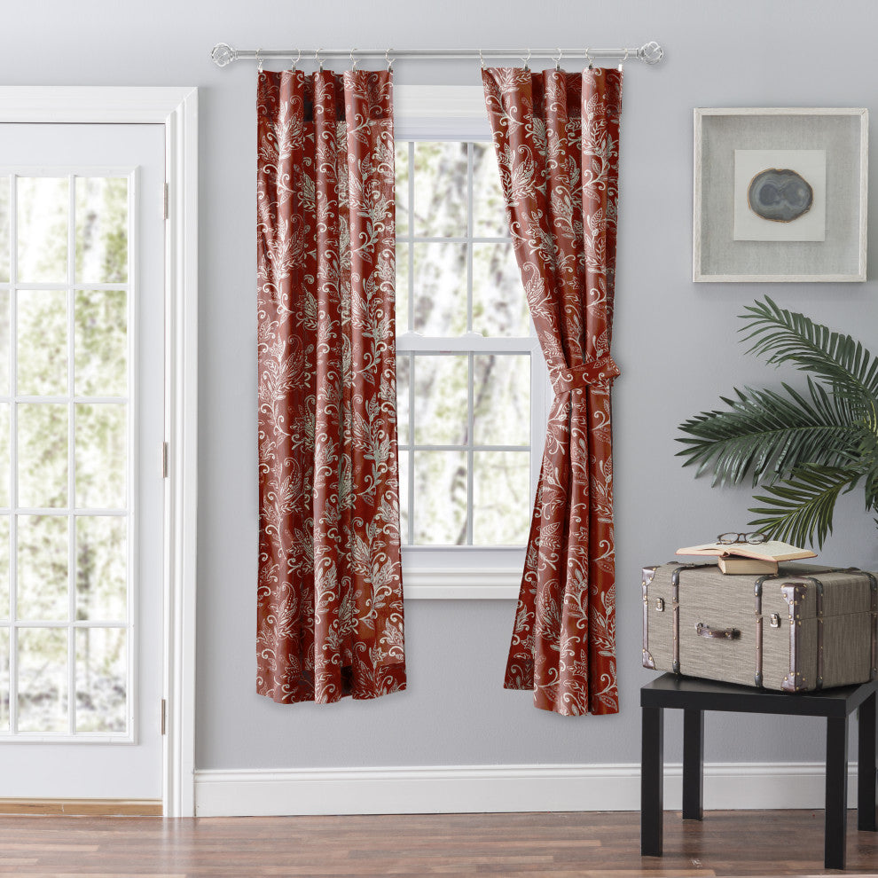 Lexington Leaf Tailored Panel Pair, Brick, 56" X 63"