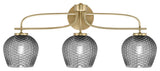 Cavella 3 Light Bath Bar, New Age Brass Finish, 6" Smoke Textured