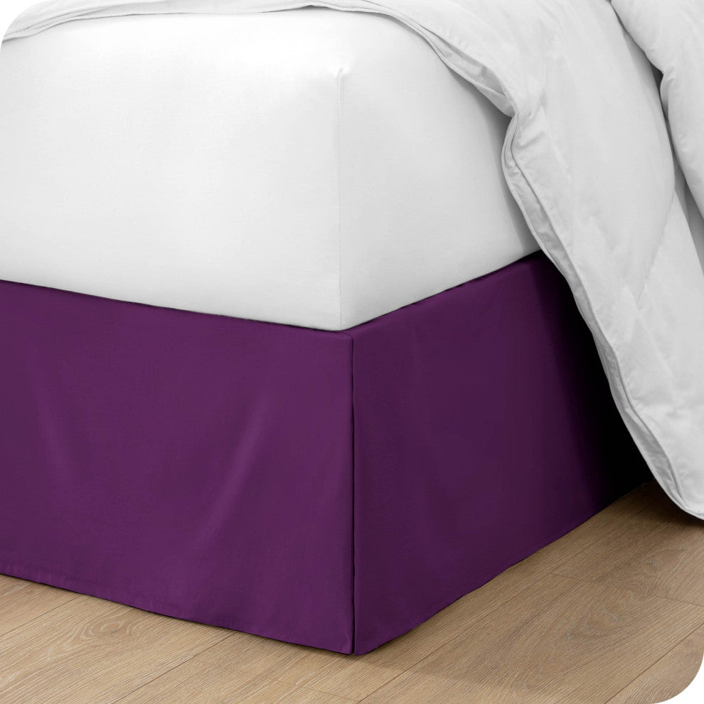 Bare Home Microfiber Bed Skirt , 15" Drop Length, Plum, Queen