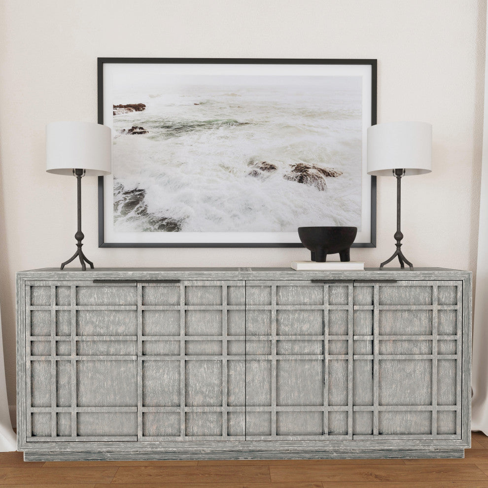 Kosas Home Chandler 86" Reclaimed Pine Wood Antique Blue Sideboard