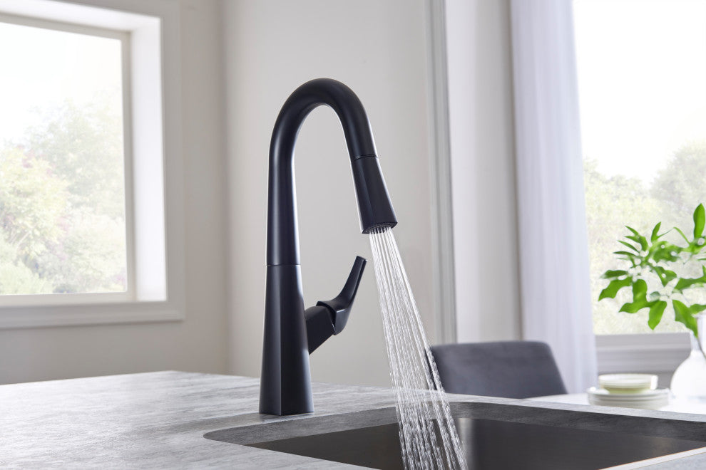 Vaughn Single Handle Pull-Down Kitchen Faucet, Satin Black