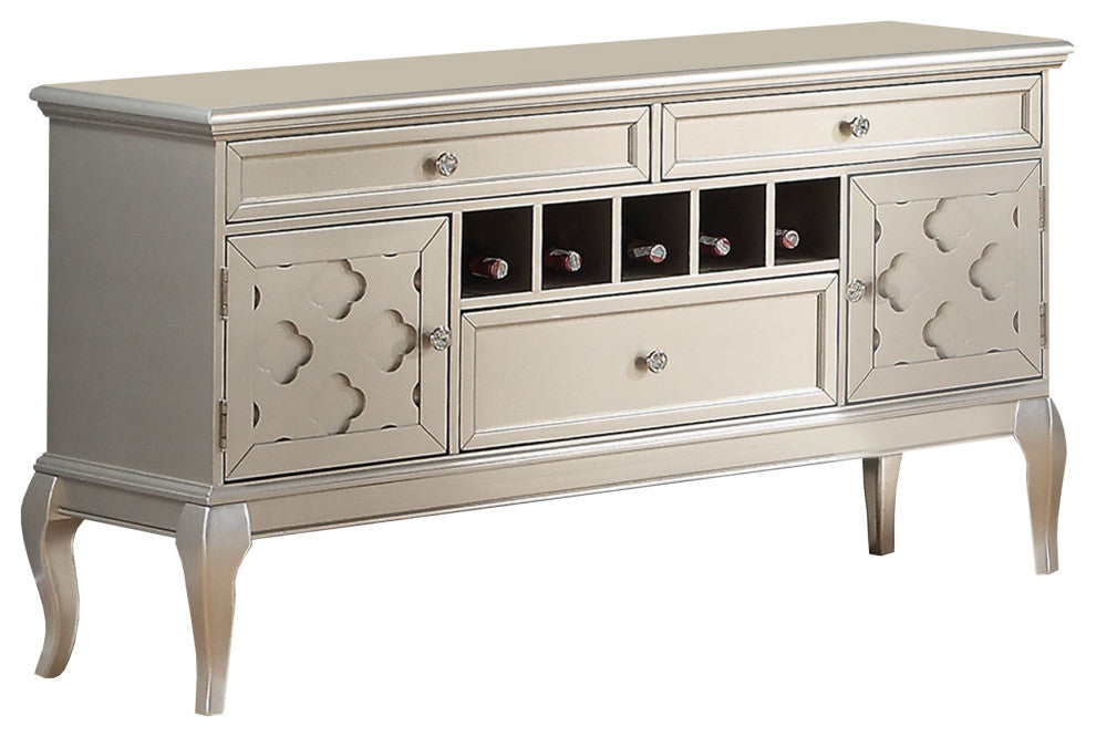 Benzara BM171388 Luxurious Appeal Rubber Wood Server, Silver
