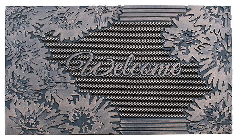 Welcome Rubber Pin Mat, Copper Hand Finished, Heavy Duty Doormat, 18"x30"
