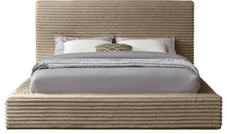 Dexter Upholstered Bed, Taupe, Full, Corduroy Fabric