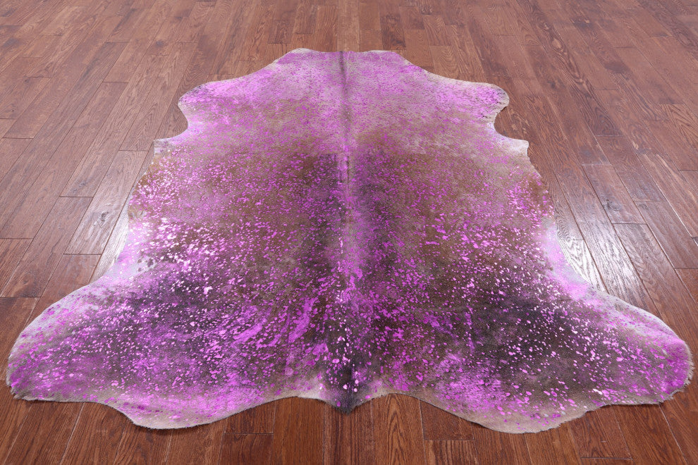 Pink Metallic Cowhide Rug 6' 10" X 6' 5" C2157