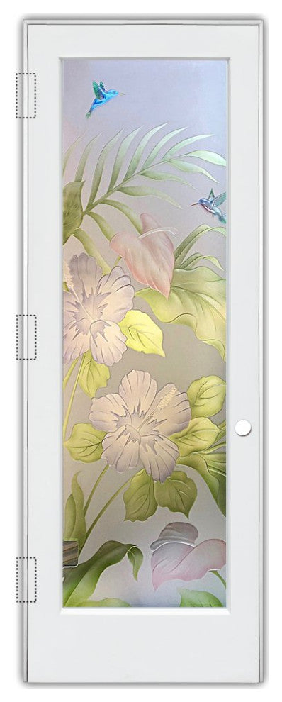 Interior Prehung Door or Interior Slab Door - Hibiscus Anthurium - Primed -...