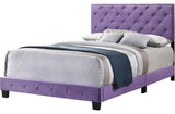 Glory Furniture Suffolk Velvet Upholstered Queen Bed in Purple