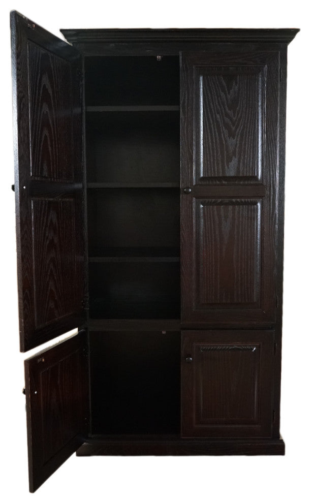 Double Wide Oak Kitchen Pantry, Caribbean Rum