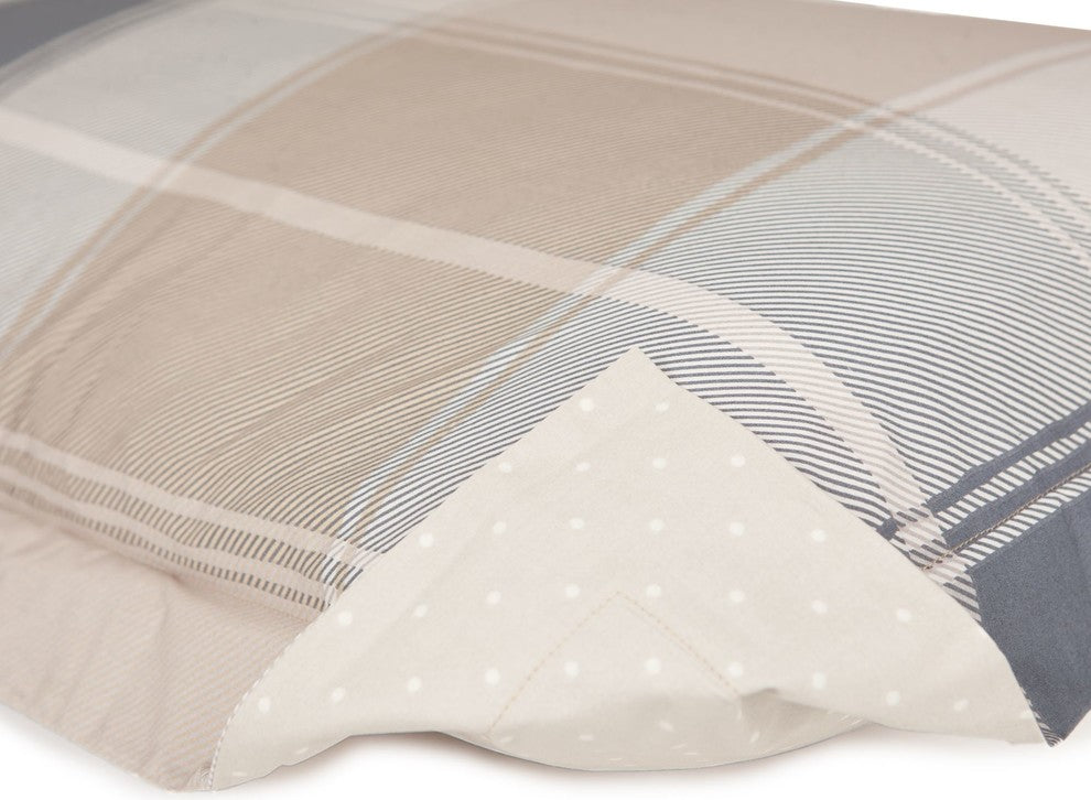 Beige Plaid Duvet Cover Set Set