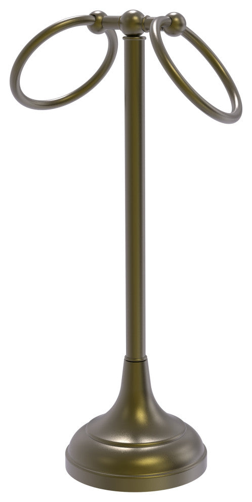Vanity Top 2 Ring Guest Towel Holder, Antique Brass