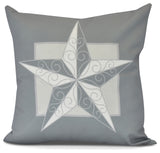 Night Star, Geometric Print Outdoor Pillow, Gray, 16" x 16"