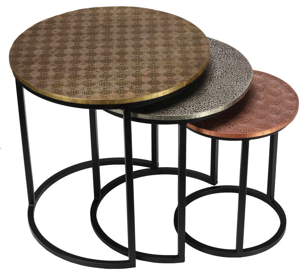 Bare Decor Georgia Metal Nesting End Tables, 3-Piece Set