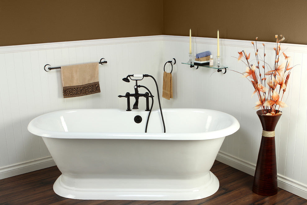 72" Cast Iron Double Ended Pedestal Tub w/7" Faucet Drillings, White