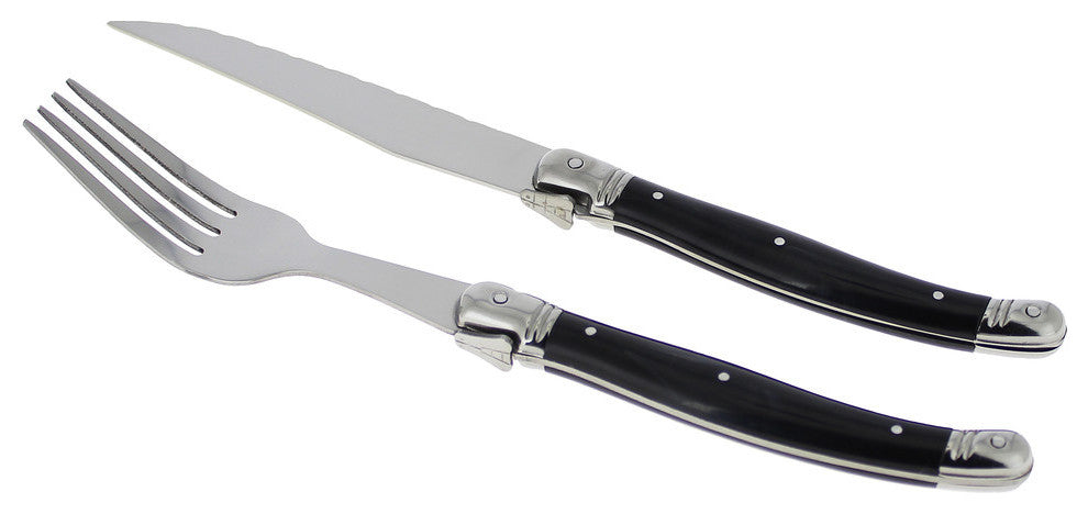 8 Piece Laguiole Faux Onyx Steak Knife And Fork Set