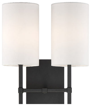 Crystorama VER-242-BF, 2-Light Wall Mount, Black Forged