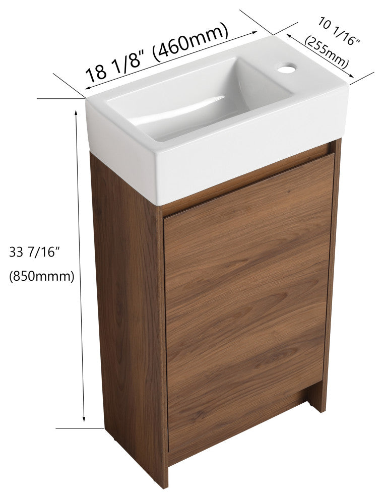 TATEUS 18" Bathroom Vanity With Single Sink, Suitable For Small Bathrooms