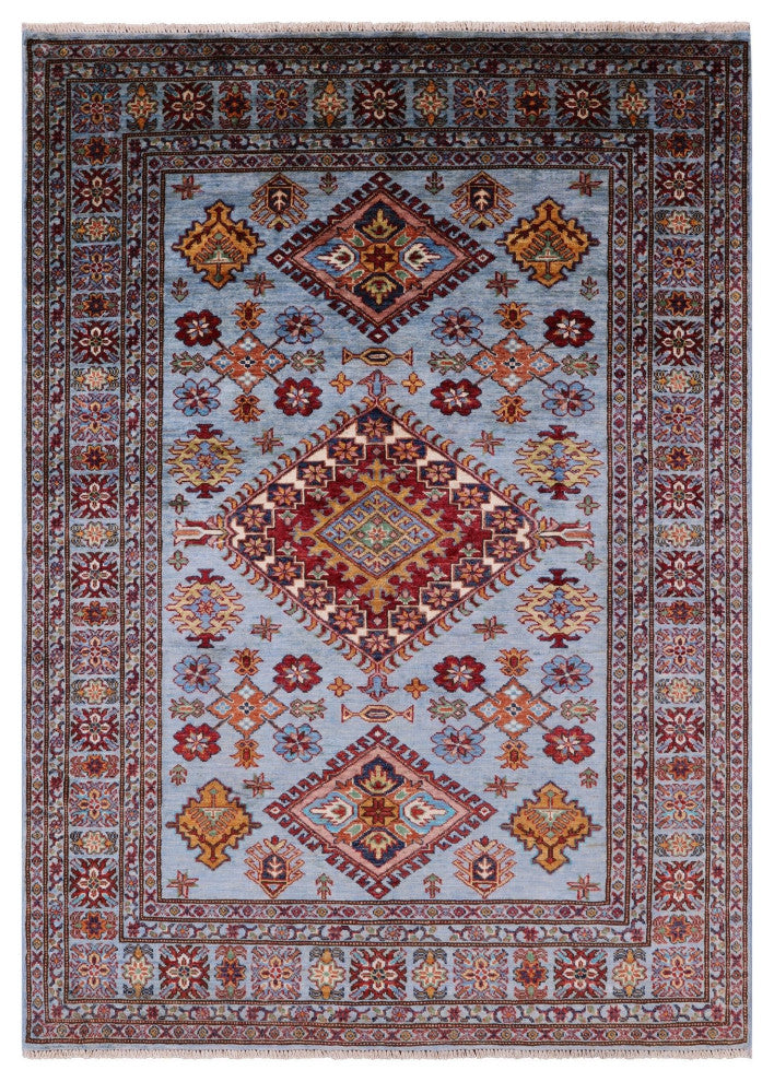 4' 11" X 6' 10" Super Kazak Hand-Knotted Wool Rug Q10919
