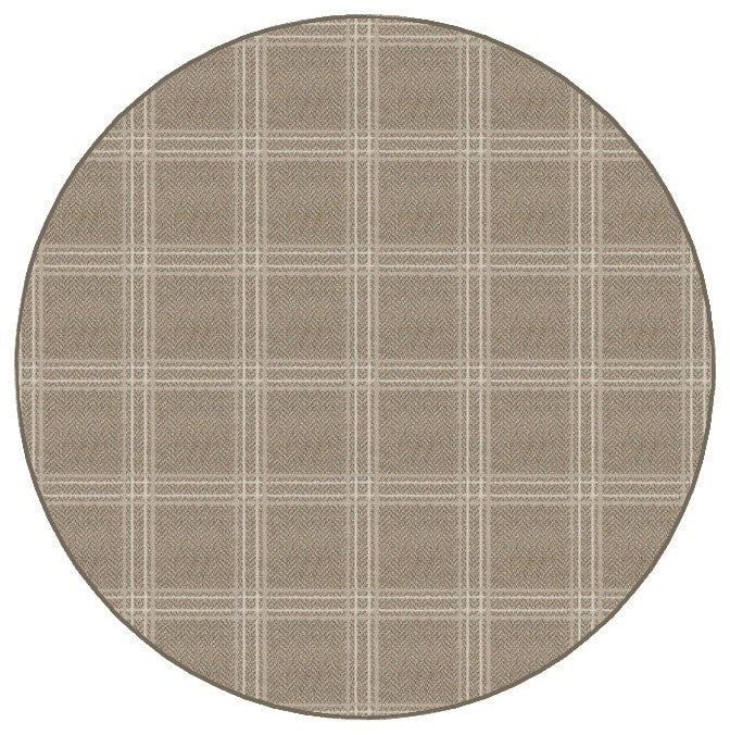 Natural Herrington Plaid Area Rug Milliken Tactesse Nylon, RND 7'