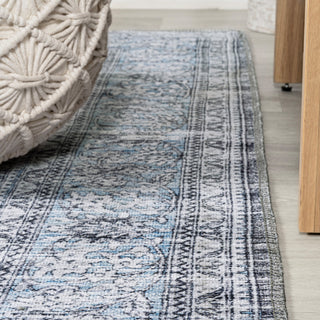 Bausch Distressed Chenille Washable Dark Gray/Blue 5 ft. x 8 ft. Area Rug