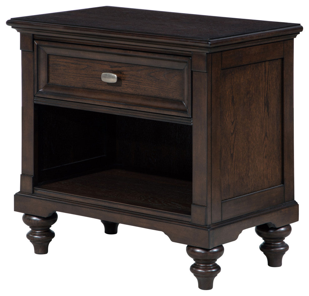 Andover 1-drawer Nightstand Bedside Table Dark Oak