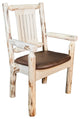 Captain's Chair, Clear Lacquer Finish With Upholstered Seat, Saddle Pattern