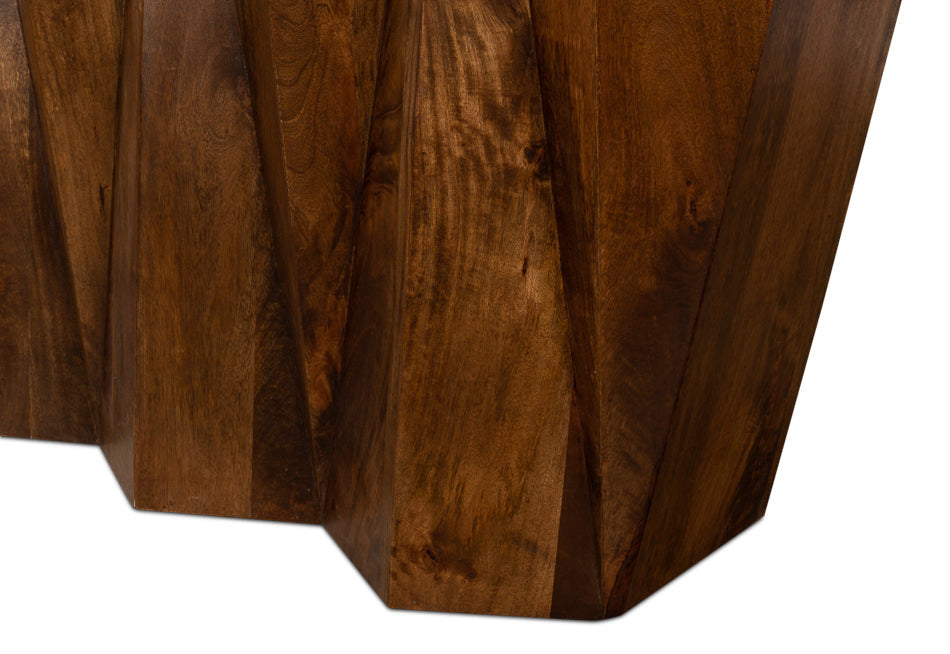 Denali Console Table Carved Solid Wood Natural Finish