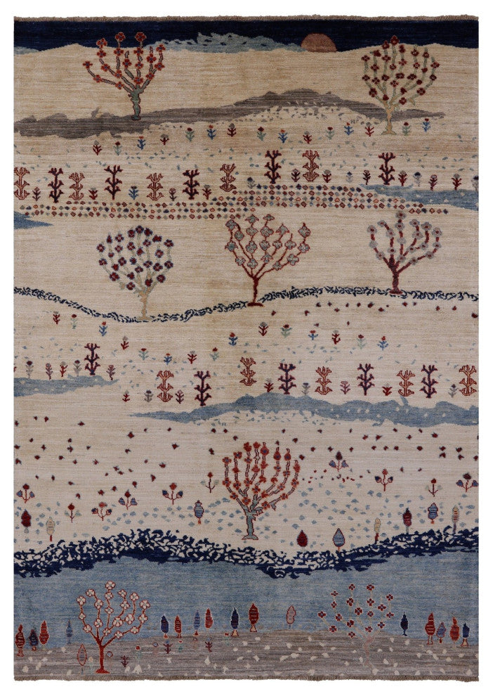 Persian Gabbeh Tribal Hand Knotted Rug 5' 6" X 7' 8" Q7939
