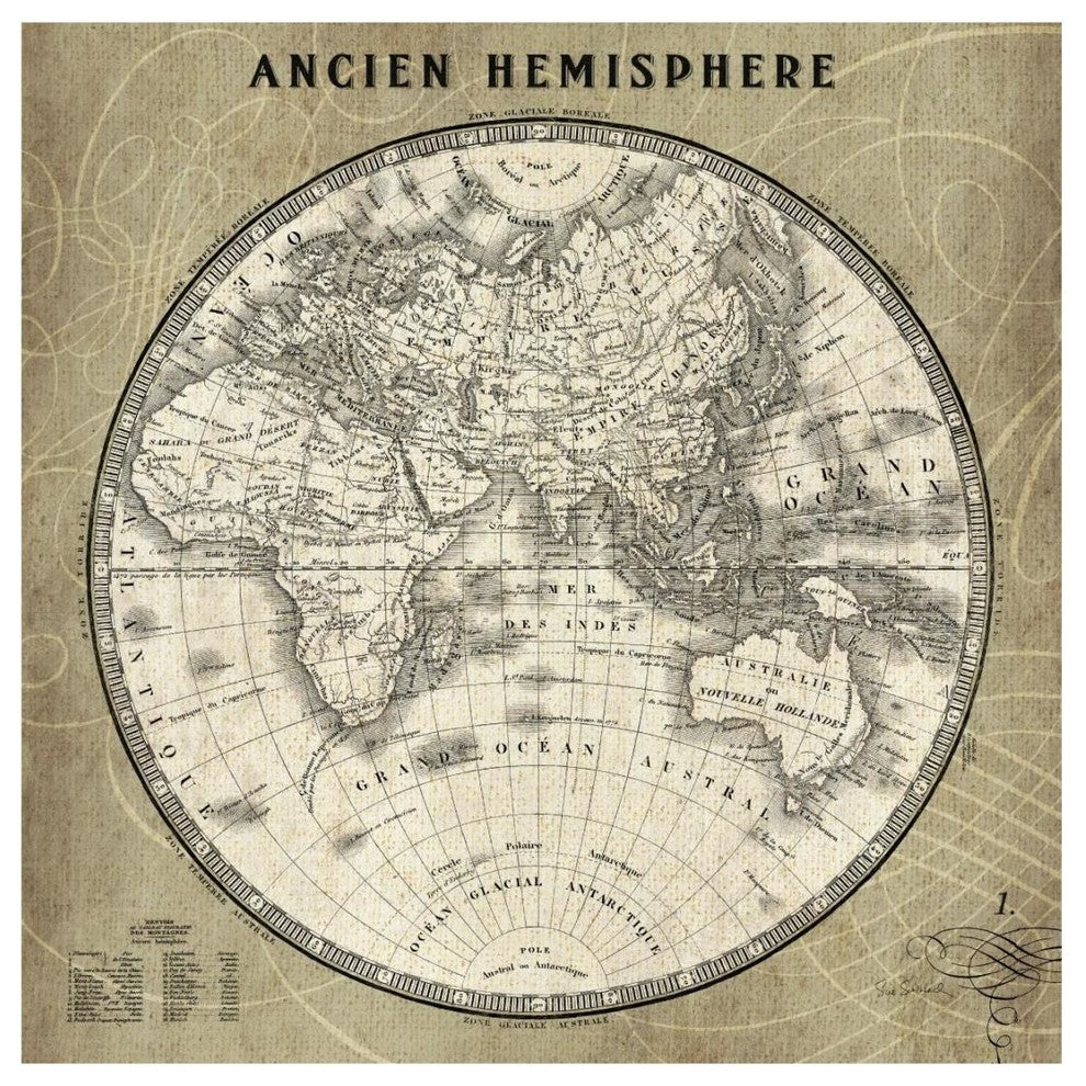 "French World Map II" Digital Paper Print by Sue Schlabach, 20"x20"