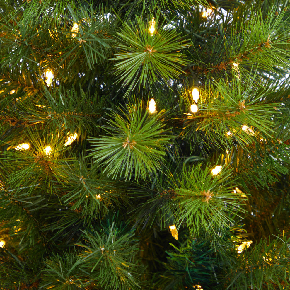 4.5' Green Valley Pine Faux Xmas Tree W/ White Lights & Bendable Branches, Urn