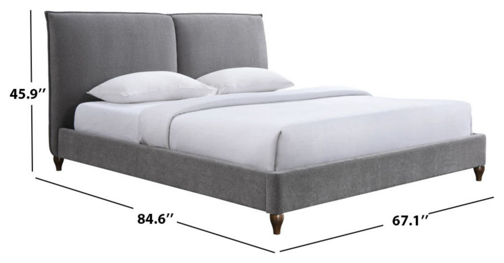 Safavieh Couture Sophianna Platform Bed, Dark Grey/Walnut, Queen