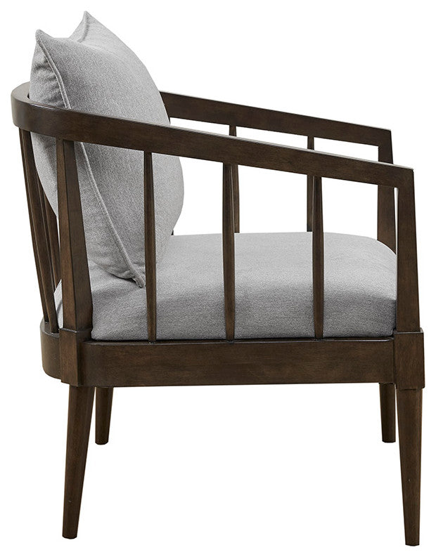 Madison Park Josefine Spindle Accent Armchair with Removable Back Pillow, Grey