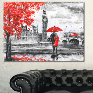 Couples Walking in Paris, Large landscape Canvas Art Print, 60x40
