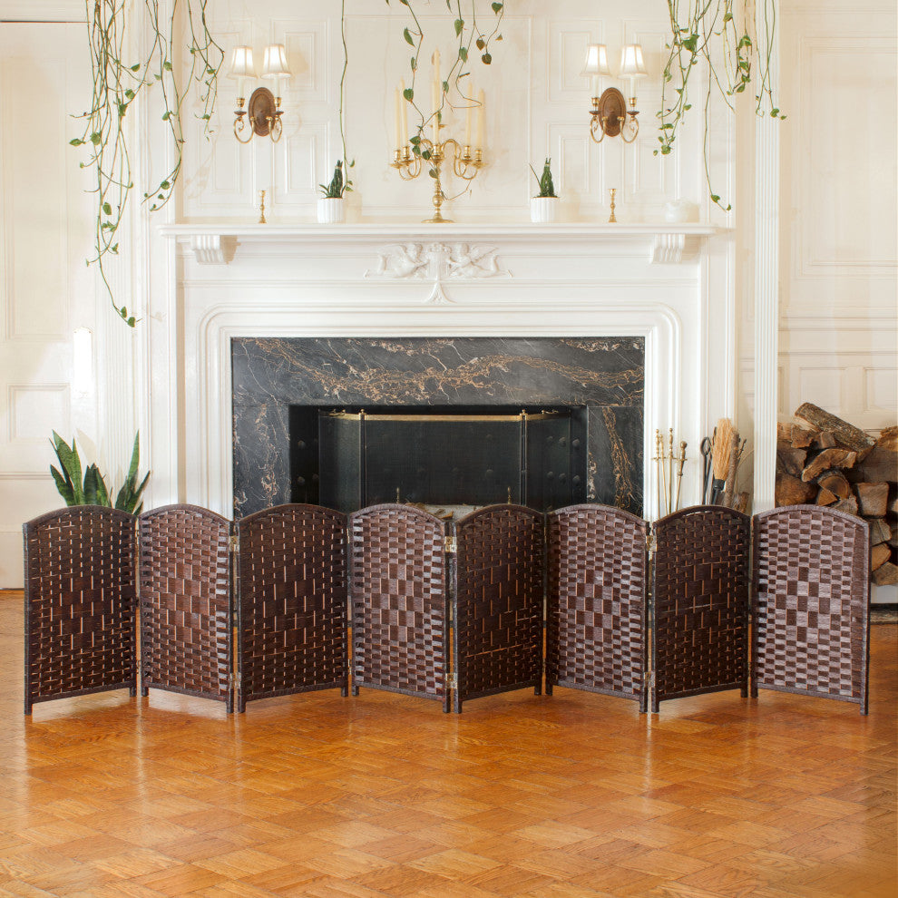2 ft. Short Diamond Weave Fiber Room Divider Dark Mocha 8 Panel