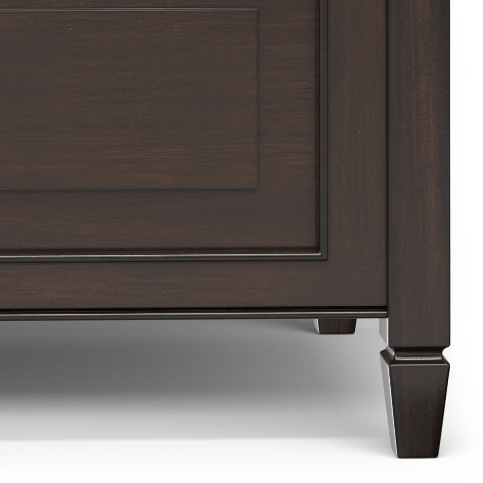 Connaught Solid Wood Small Entryway Storage Bench, Chestnut Brown