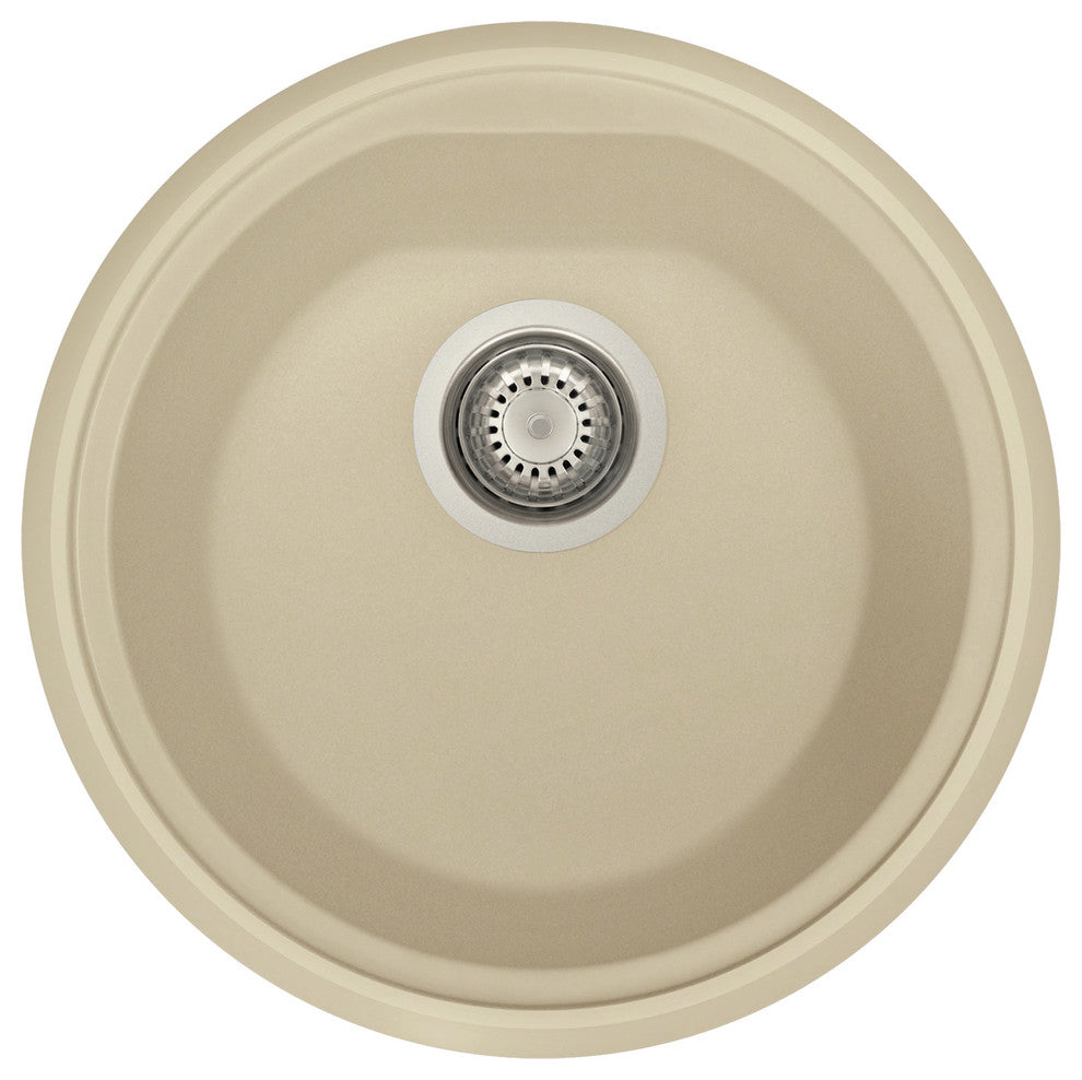 ALFI brand AB1717DI-B Biscuit 17" Drop-In Round Granite Kitchen Prep Sink