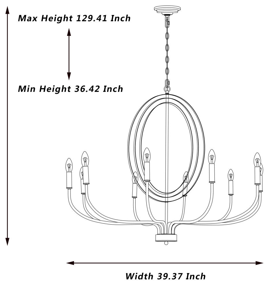 10-Light Candle Style Geometric Chandelier, Brass Dust