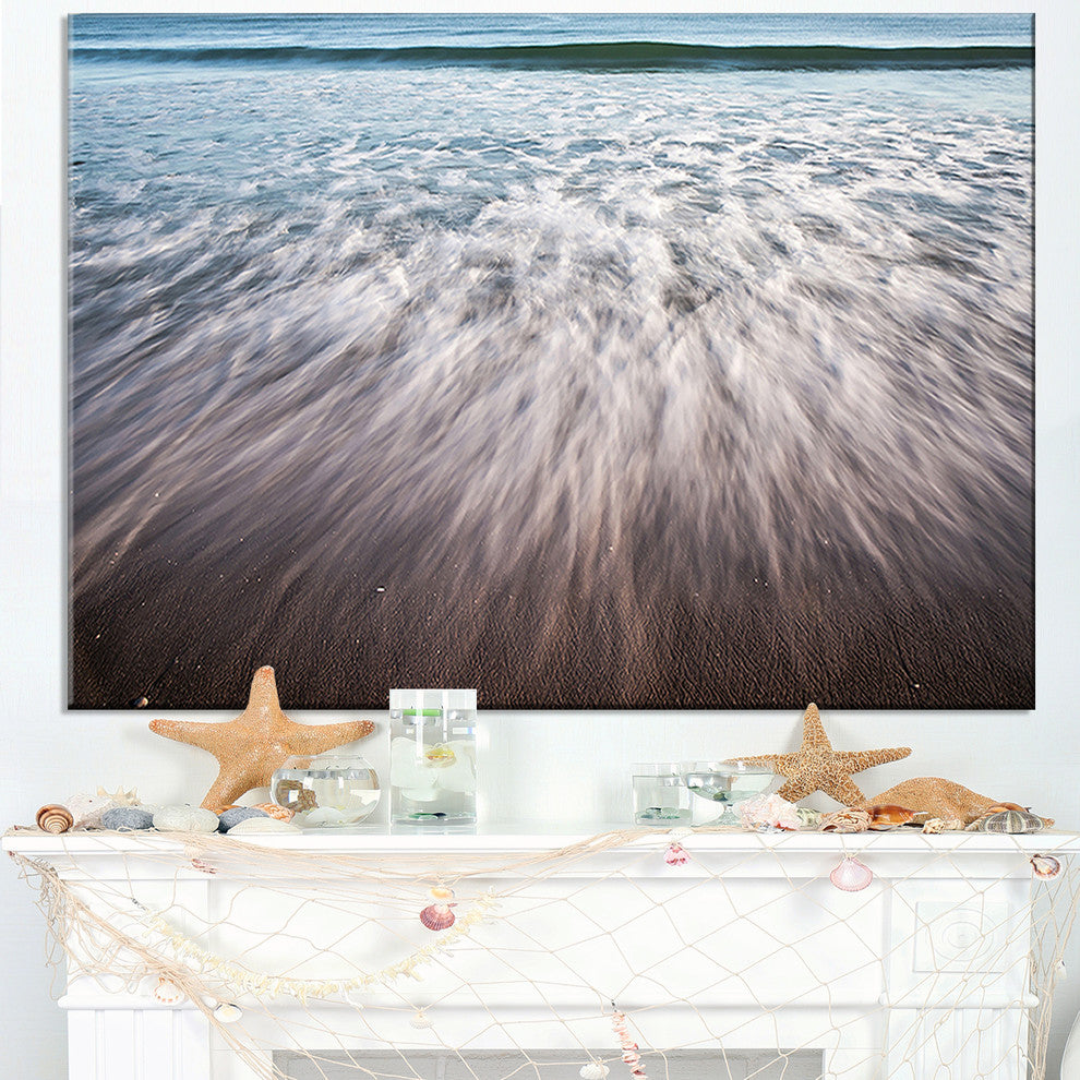 "Ocean Beach Water Motion" Seashore Canvas Wall Art, 32"x16"