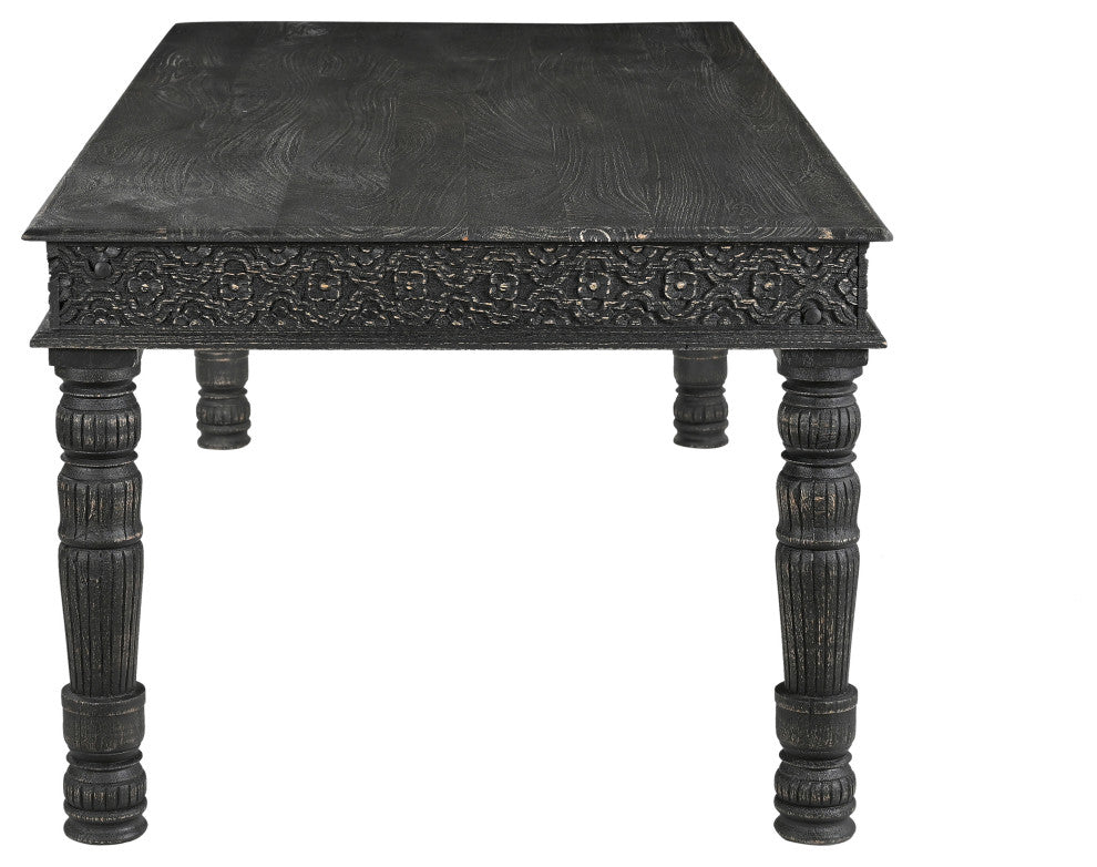 Wiley 9-piece Carved Solid Wood Dining Set, Black