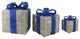 Silver With Blue Bows Gift Christmas Decoration, 3-Piece Set