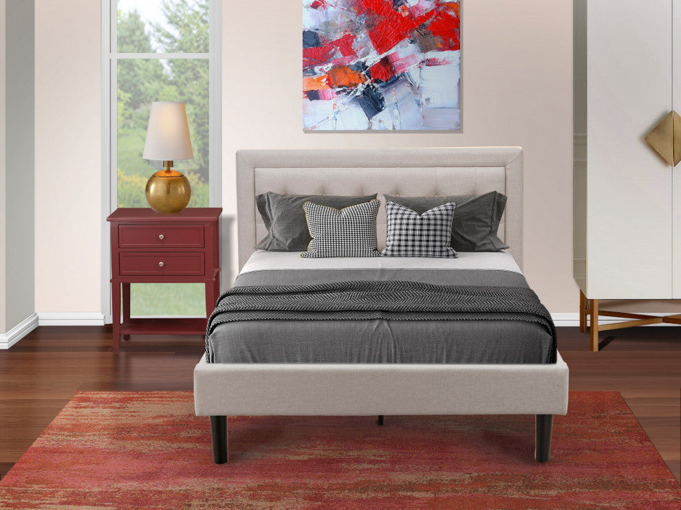 2-PieceFannin Bed Set, 1 Bed, Night Stand For Bedrooms, Mist Beige