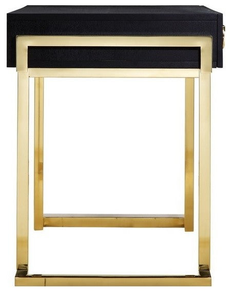 Florentine Desk with Gold Base, Black Ash Veneer Top
