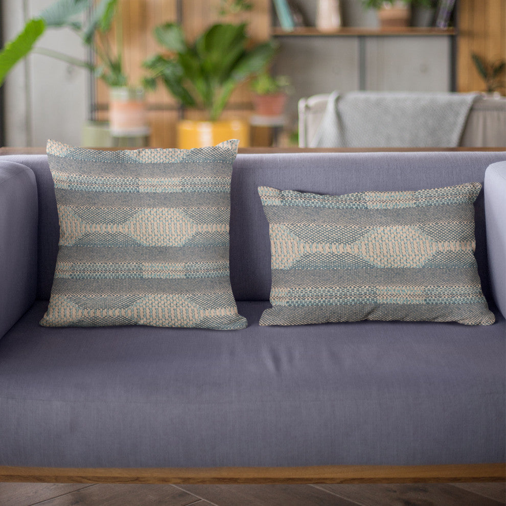 Plutus Blue Lake Stripe Luxury Throw Pillow, 12"x20"