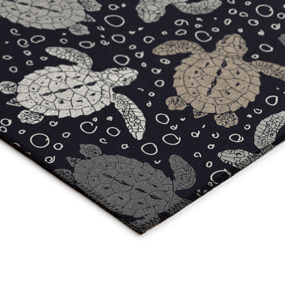 Indoor/Outdoor Seabreeze SZ13 Black Machine Washable 1'8" x 2'6" Rug
